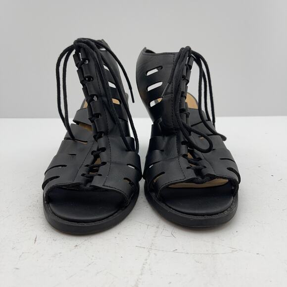 Women Open Toe Lace Up Block Stacked Chunky Heel Slingback Soda Sandal Sz 9 - Picture 3 of 11